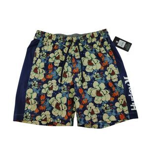 Hurley Floral Quick-Dry Swim Shorts‎ Navy Blue Beach Surf Board Shorts  Size S
